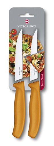 Нож за стек и пица,  оранжев цвят